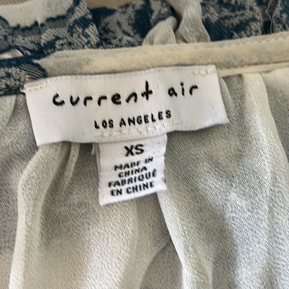 Anthropologie Current Air Isla Blue White Tie Neck Tiered Ruffle Midi Dress - XS - Picture 13 of 16